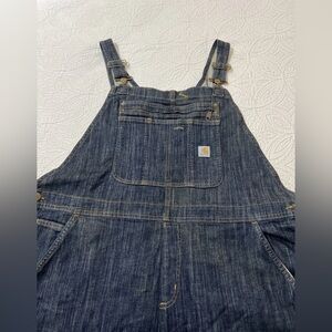New Carhartt Men's Double Knee Front Carpenter Blue Denim Bib Overalls XXL Short